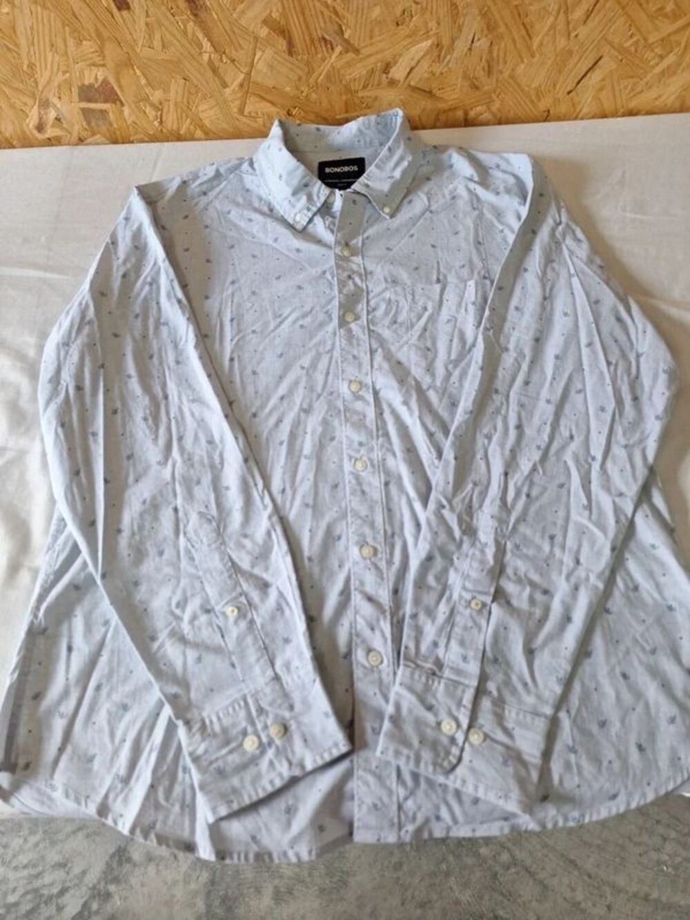 Bonobos Men’s Blue w/ Blue Leaf Slim Fit Button Down Long Sleeve Shirt Size XL
